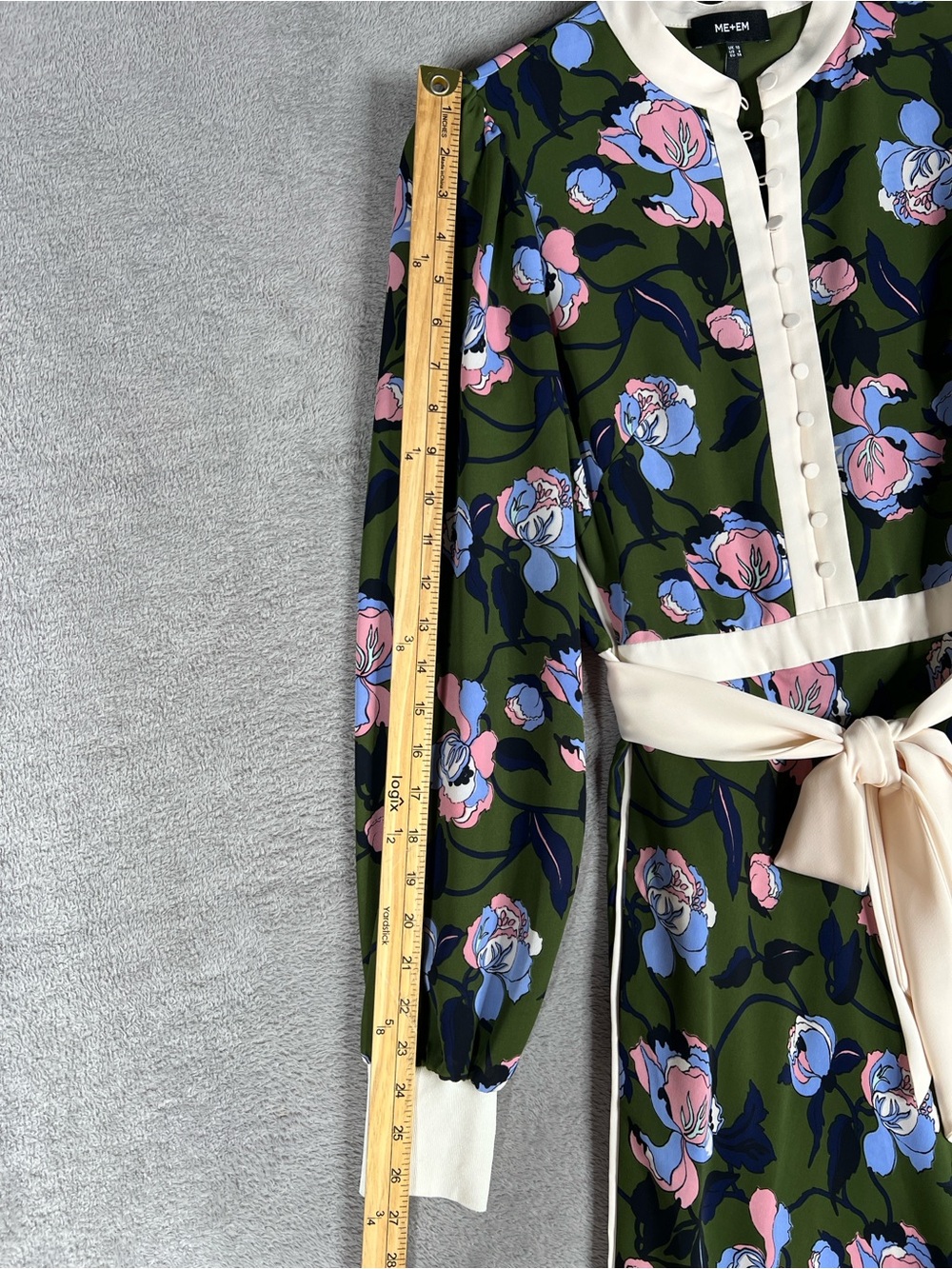 ME+EM Rose Print Panelled Midi Dress Women's Size 6 Floral Button Lined Pockets - Picture 11 of 14